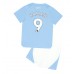 Cheap Manchester City Erling Haaland #9 Home Football Kit Children 2023-24 Short Sleeve (+ pants)